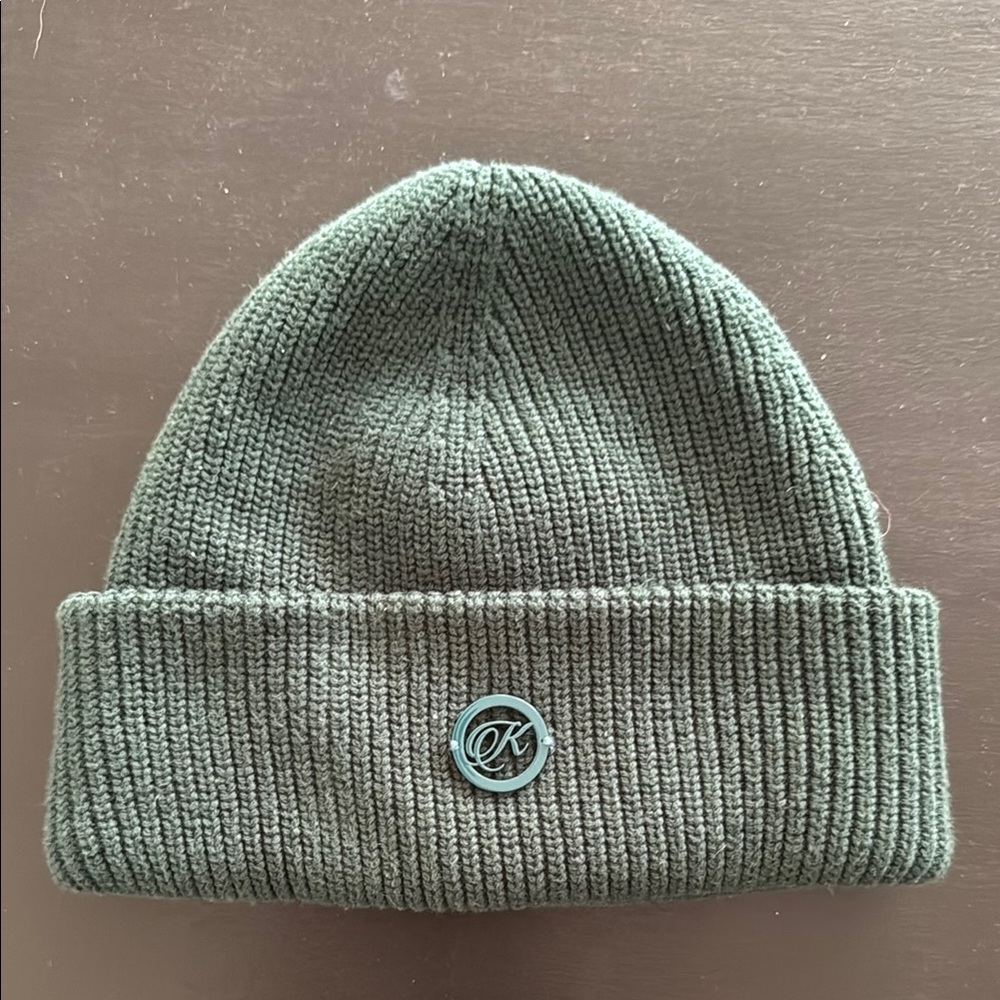 Green Knit Beanie with Logo